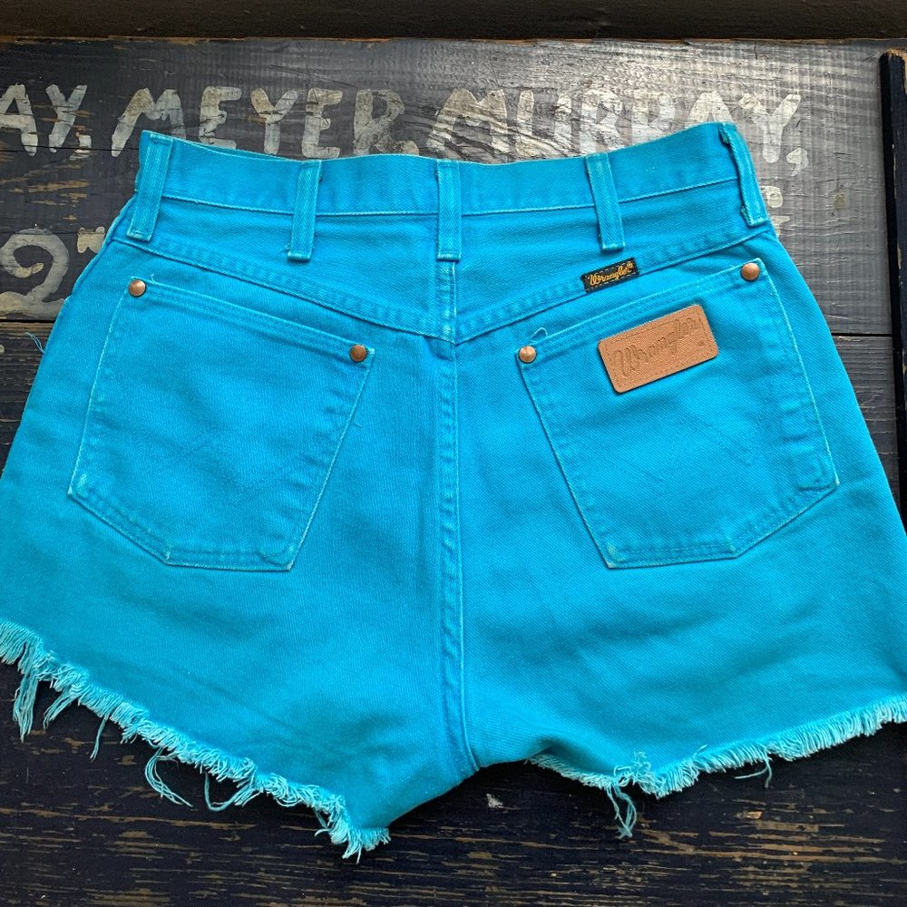 High Waist Vintage Blue Wrangler Cut-Off Shorts